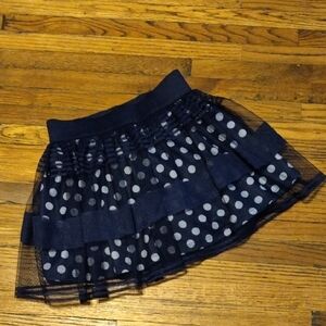 Faded Glory Navy Tulle Skirt with White Polka Dots